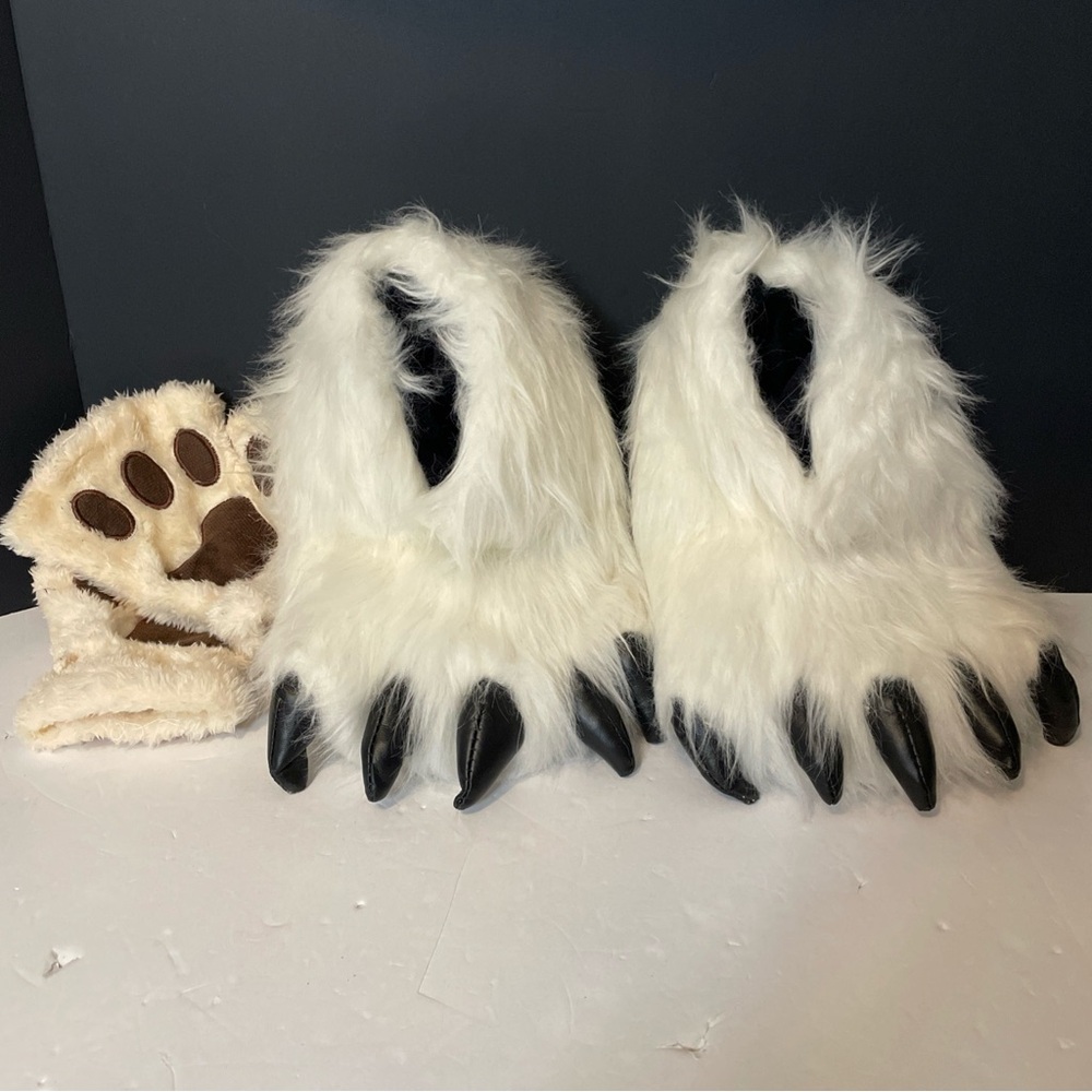 Giant Panda Head, Slipper Claw Feet And Paw Mittens Costume Cosplay Halloween - Picture 6 of 14